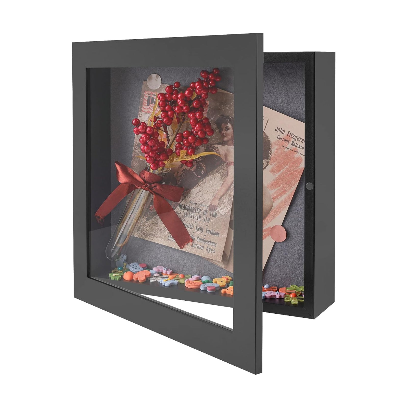 Frametory 11x11 Shadow Box Frame Display Case, 2-inch Depth (Black) | Strengthened Glass Cover, Display Box for Wall