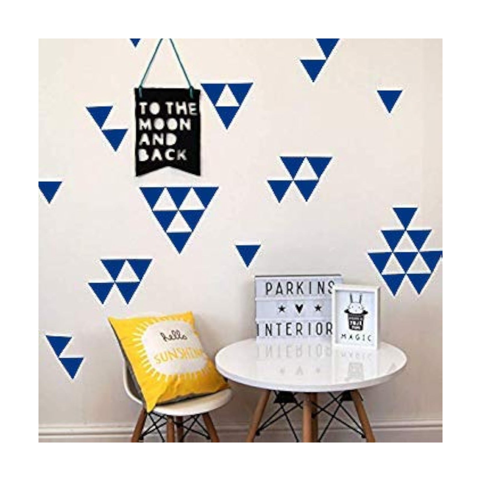 Removable Triangle Wall Decals + x + Easy to Peel Easy to Stick + / Dark Blue / 2 Inch / Set of 128