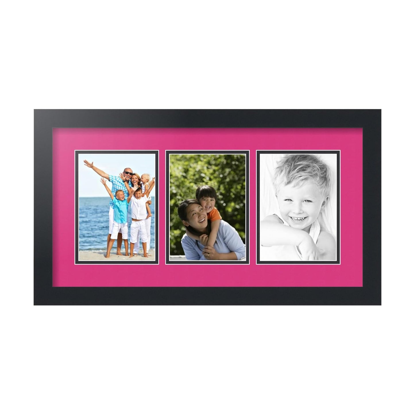 ArtToFrames Collage Picture Frame 3 Opening 3-5x7 Photo Frame | Made in USA | Black Frame Tulip and Black Mats | Wall
