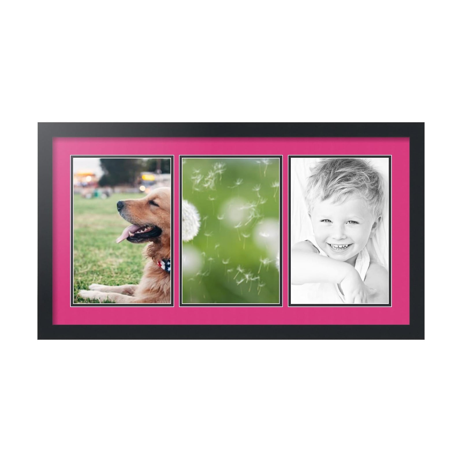 ArtToFrames Collage Picture Frame 3 Opening 3-8x12 Photo Frame | Made in USA | Black Frame Tulip and Black Mats | Wall
