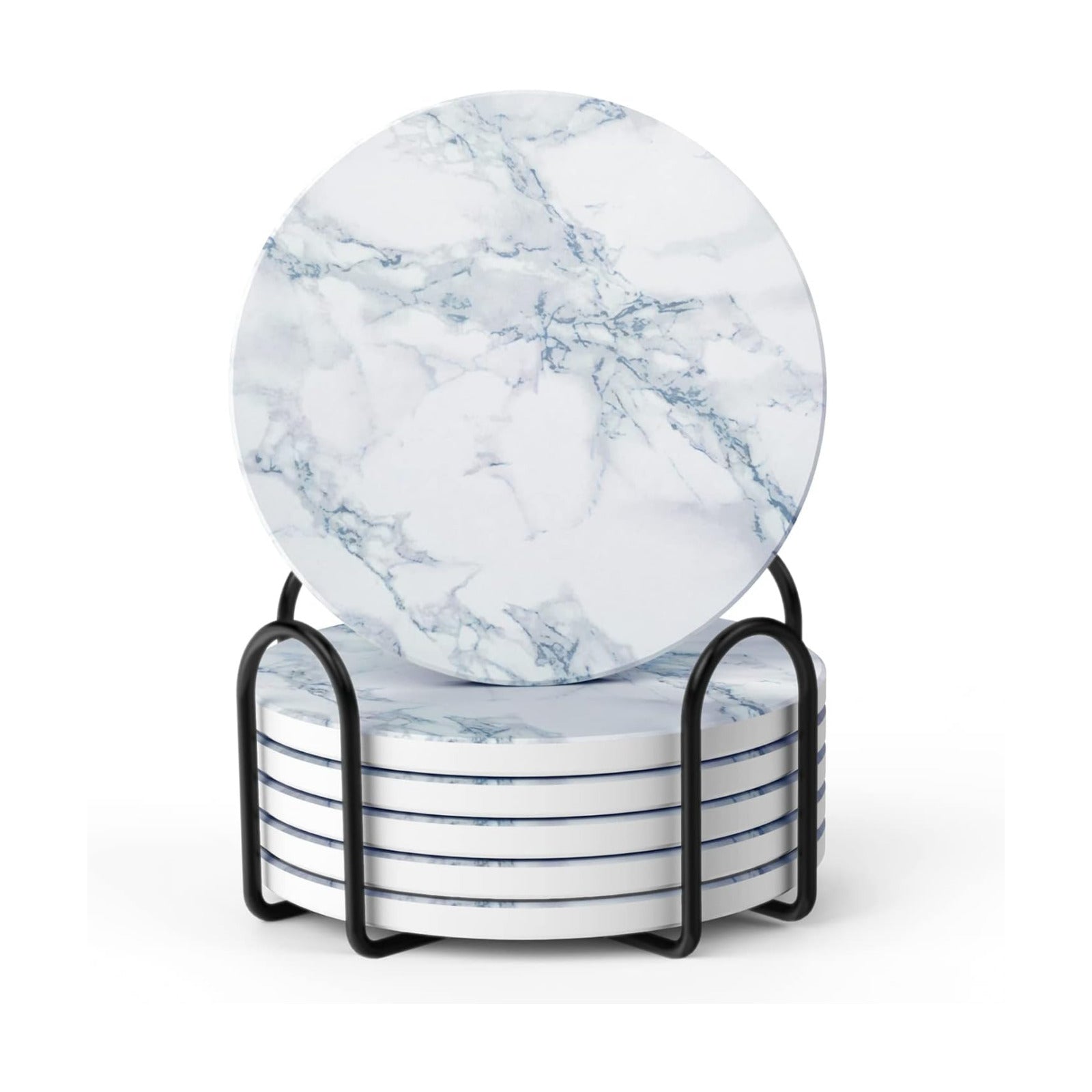 Holder / Coasters for Drinks / Ivory Marble / Set of 6