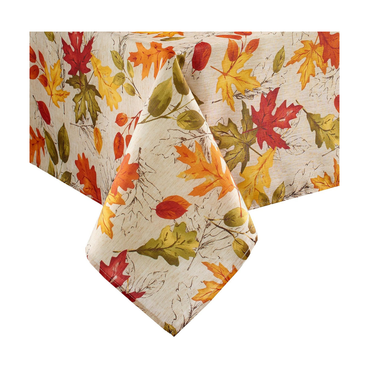 Threadmade Autumn Leaves Fall Printed Tablecloth, Multicolor - 60"W x 84"L