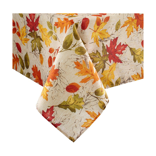 Threadmade Autumn Leaves Fall Printed Tablecloth, Multicolor - 60"W x 84"L
