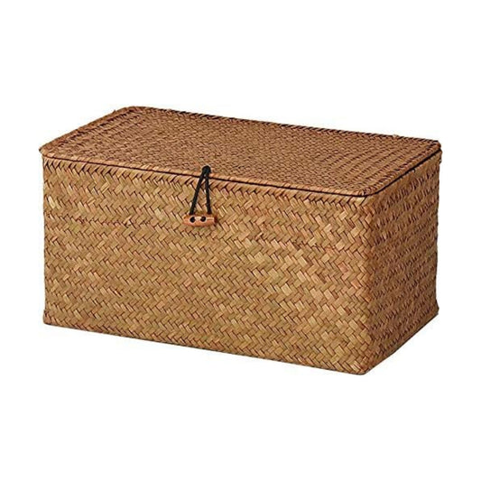 Rectangular Handwoven Seagrass Storage Basket / 12 x 7 x 6 / M / Natural