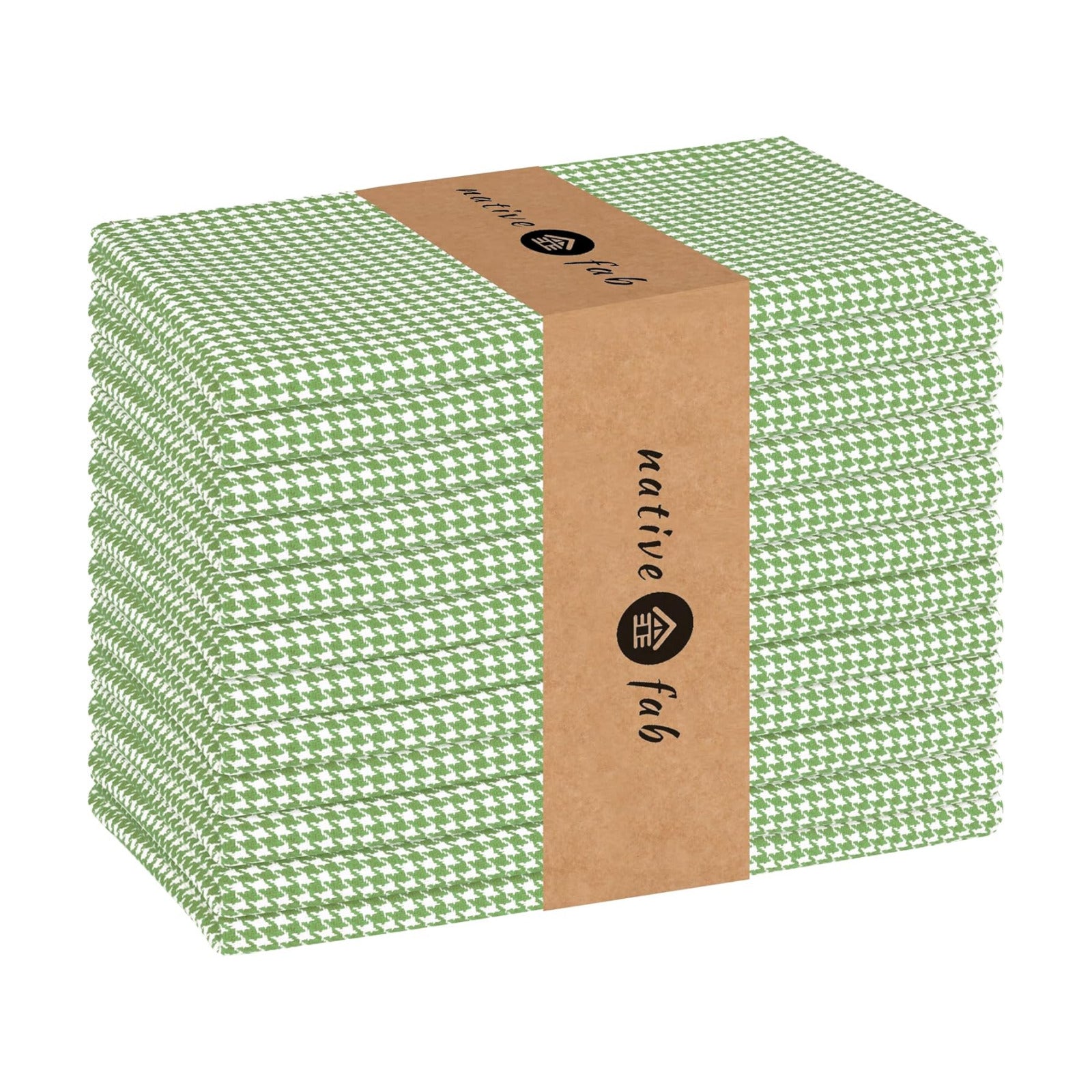 Native Fab Easter Cloth Napkins Set of 12 - Houndstooth Pattern - 100% Cotton Bulk Spring Table Linens - 18x18 Inches