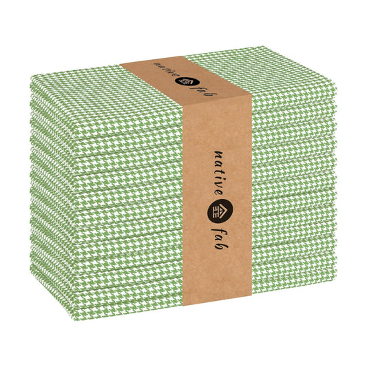 Native Fab Easter Cloth Napkins Set of 12 - Houndstooth Pattern - 100% Cotton Bulk Spring Table Linens - 18x18 Inches