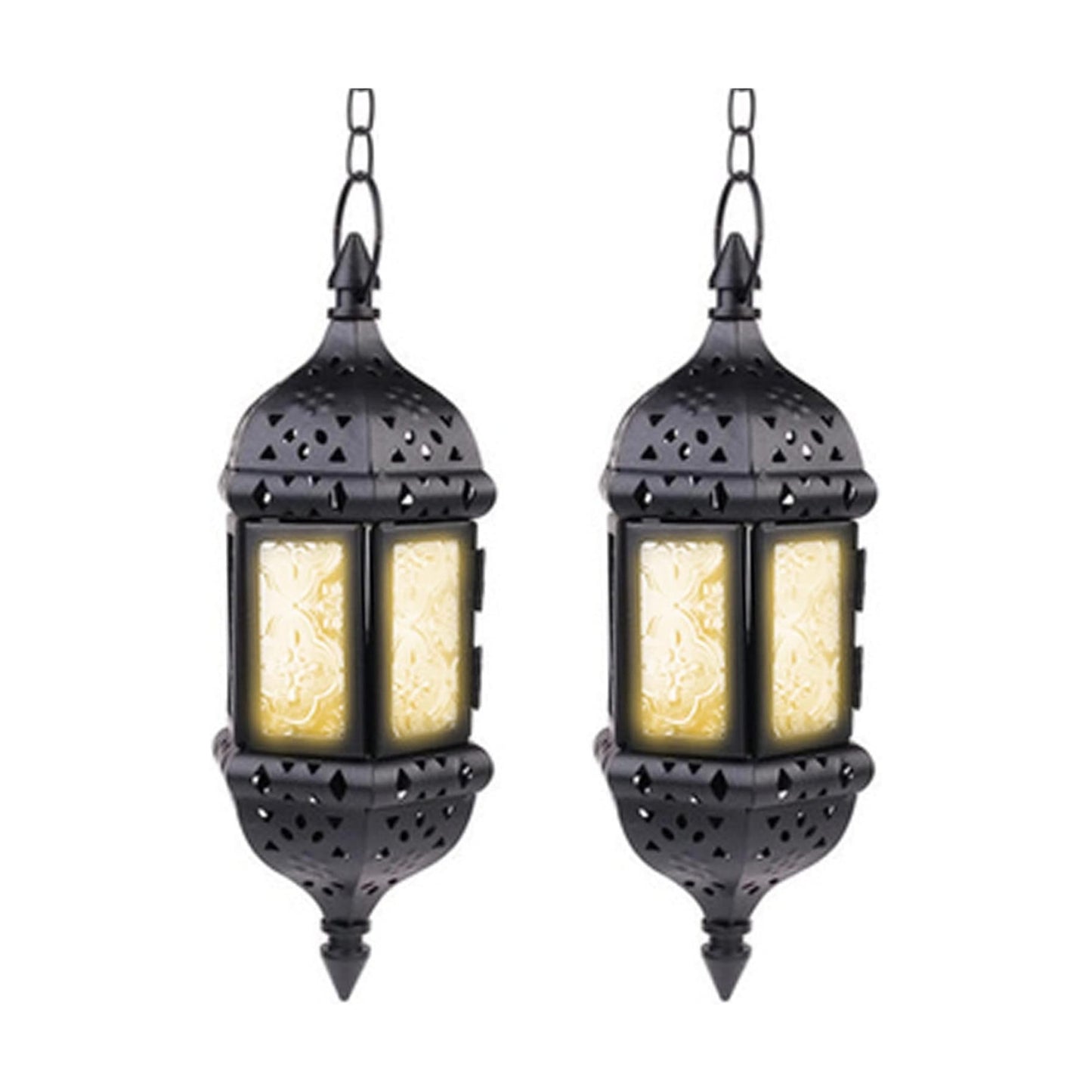 2 Pcs Hanging Candle Lantern Moroccan Chandelier Retro Candle Holder Moroccan Vintage Metal Hollow Wedding Hanging