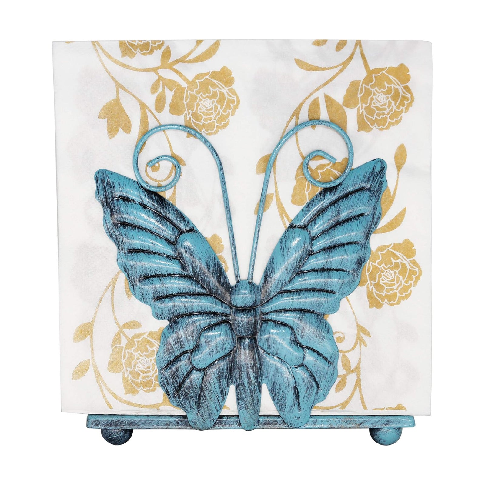 Metal Butterfly Shaped Napkin Holder / Turquoise