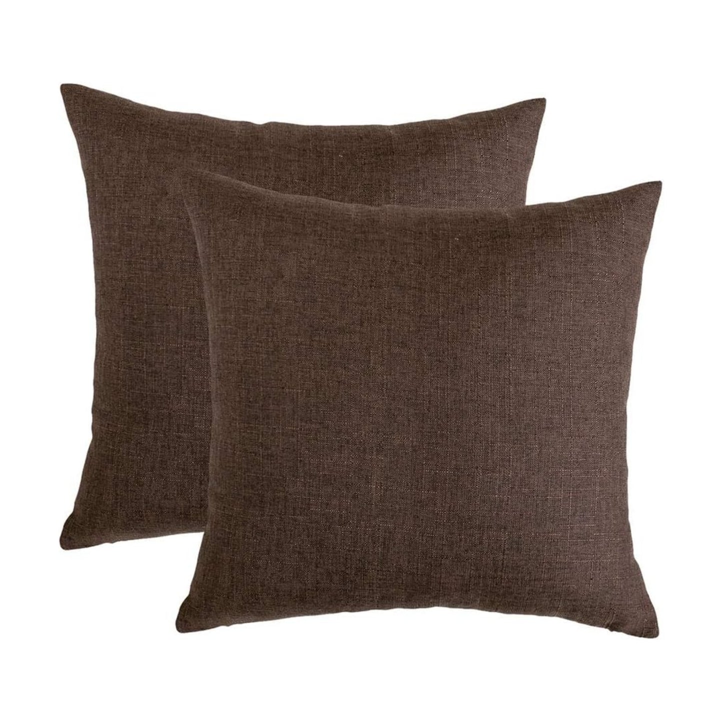Linen Decorative Throw Pillow Covers Cushion Cover Pillow Case / Dark Brown / 18 x 18 / Set of 2