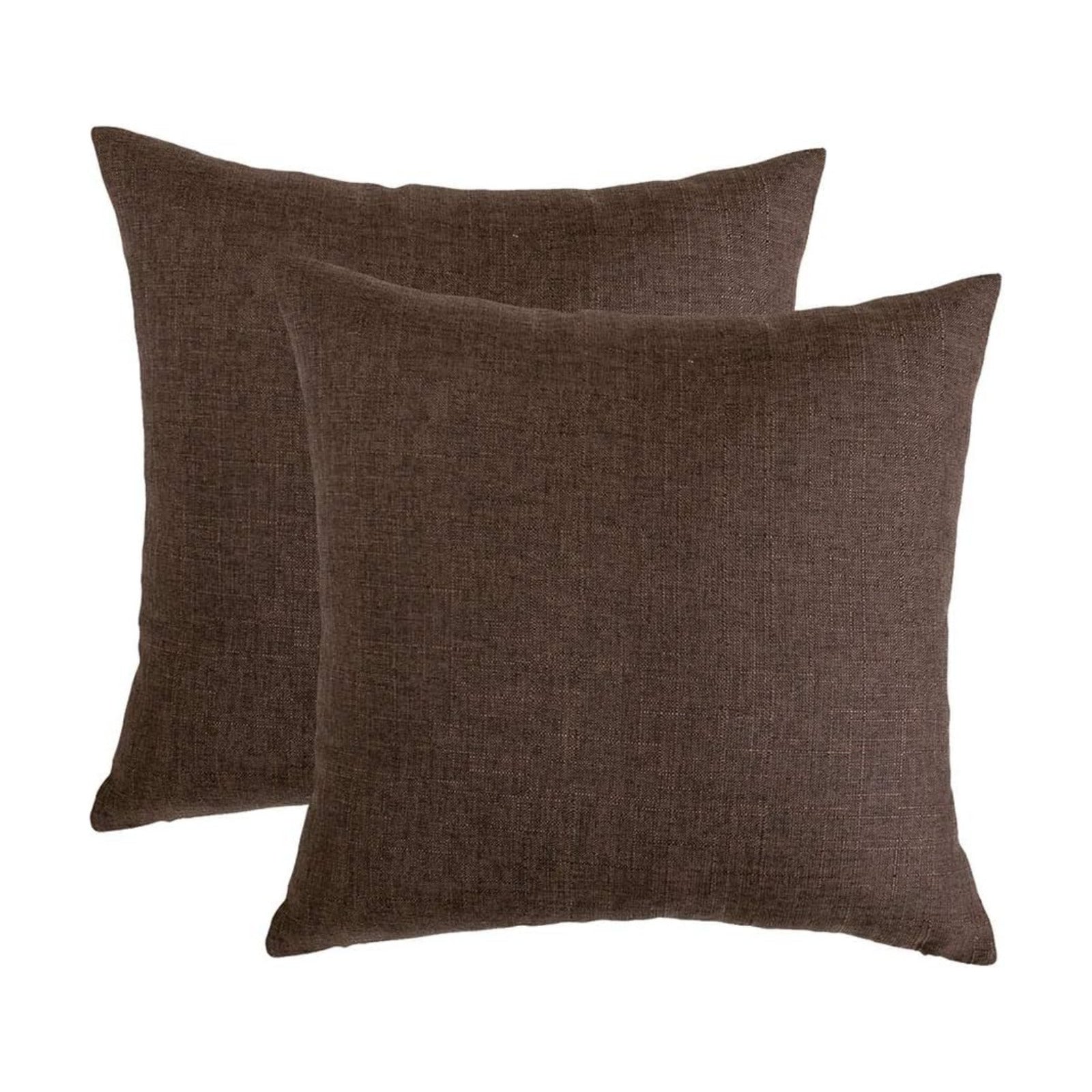 Linen Decorative Throw Pillow Covers Cushion Cover Pillow Case / Dark Brown / 18 x 18 / Set of 2