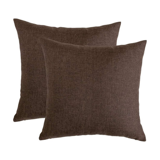 Linen Decorative Throw Pillow Covers Cushion Cover Pillow Case / Dark Brown / 18 x 18 / Set of 2