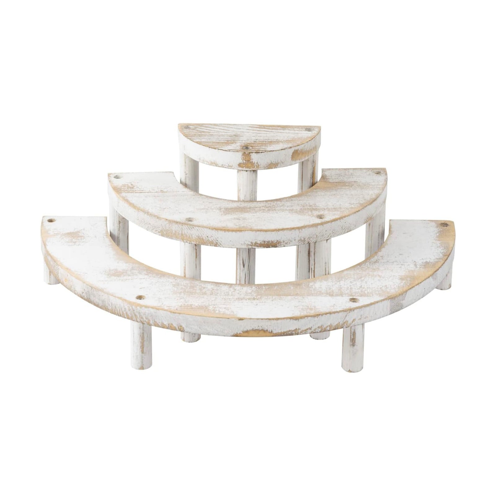 MyGift 3 Tier Wooden Display Riser Stand Whitewashed Dessert Shelf | Three Level Design, Rustic Whitewashed Finish