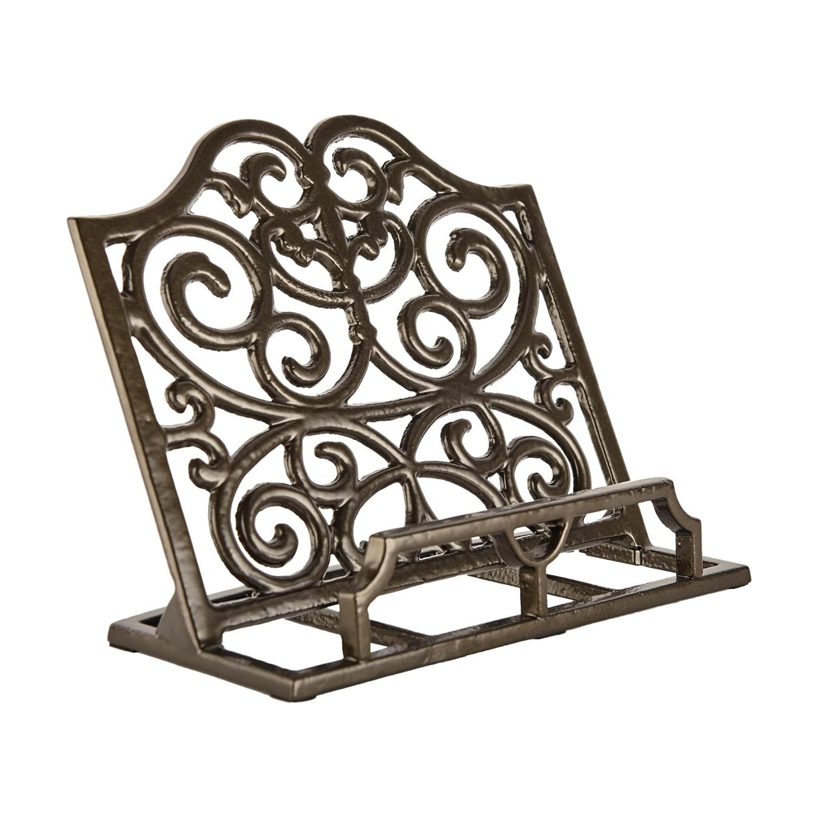JOGREFUL Cast Iron Cookbook Stand, Kitchen Recipe Holder Classic Latte Gold | Heavy-Duty Book Vintage Holder, Reading
