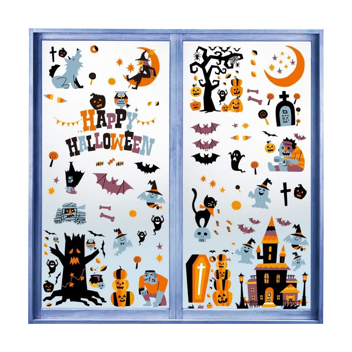 CCINEE Halloween Window Stickers - 10 Sheets Window Clings Decals for Party Decoration, Indoor & Outdoor Home Decor