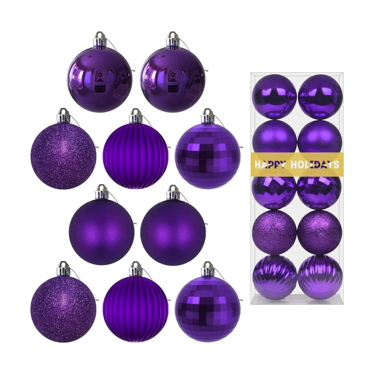 Purple 3.2" Large Christmas Balls - Christmas Tree Decoration Ornaments Shatterproof Hanging Balls for Birthday Halloween Holiday Wedding Decorations Set of 10pcs
