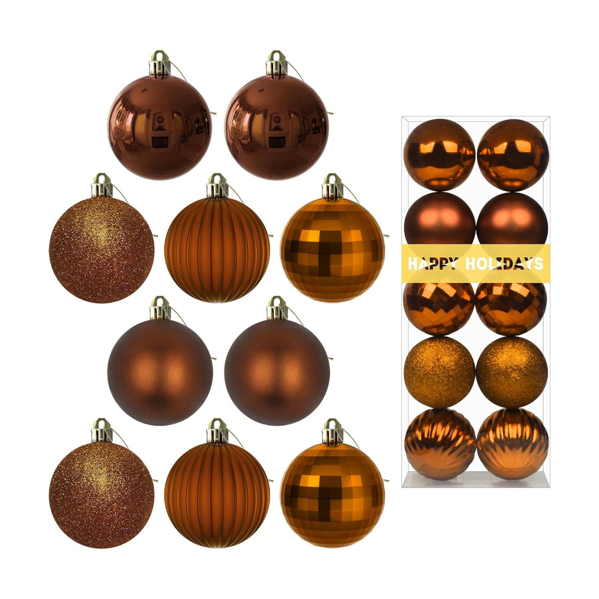 Bronze 3.2" Large Christmas Balls - Christmas Tree Decoration Ornaments Shatterproof Hanging Balls for Birthday Halloween Holiday Wedding Decorations Set of 10pcs