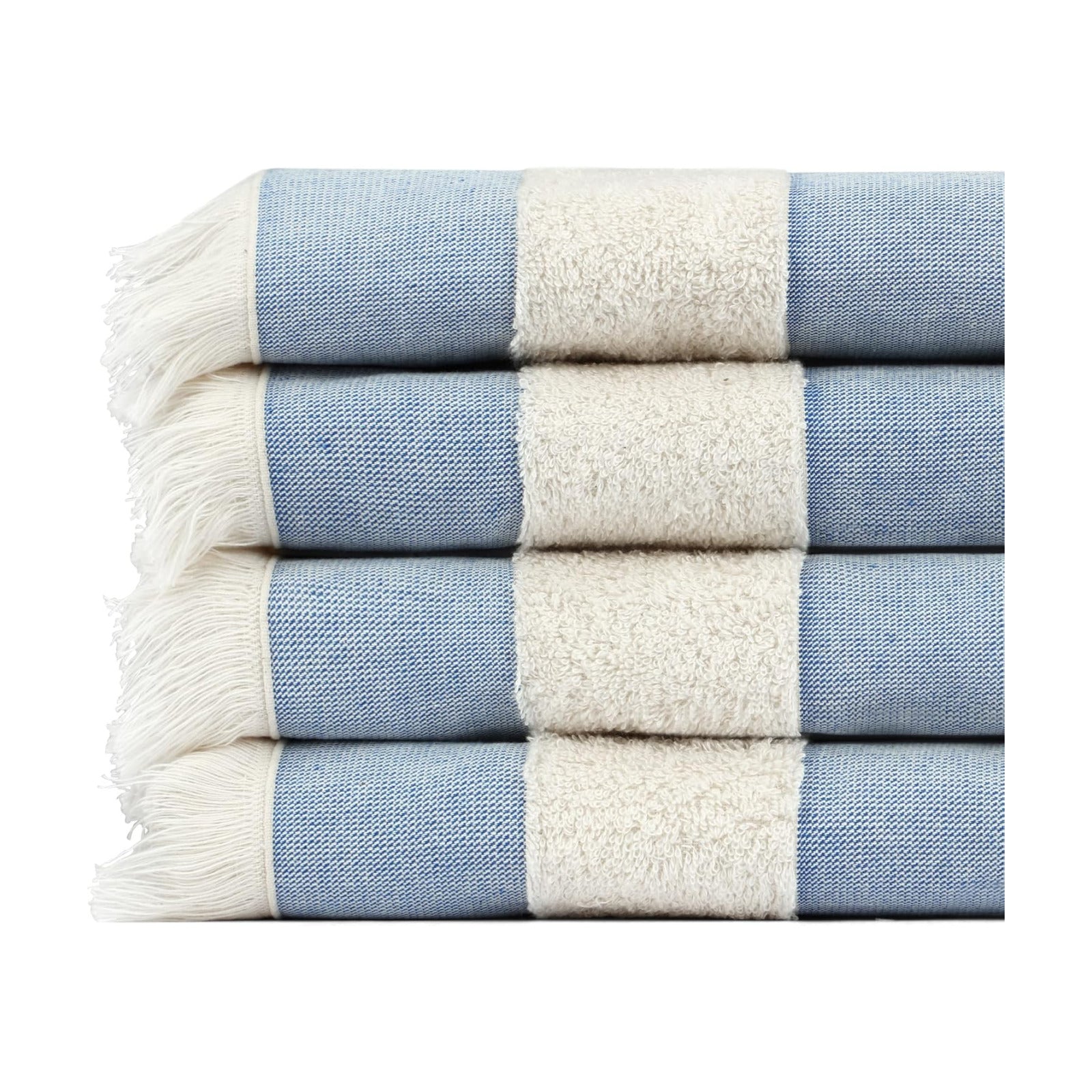 Turkish Beach Towel, 100% Organic Cotton, XL, Portable, Sky Blue, 4-Pack | Oeko-Tex Certified, No Harsh Chemicals