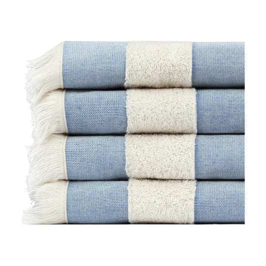 Turkish Beach Towel, 100% Organic Cotton, XL, Portable, Sky Blue, 4-Pack | Oeko-Tex Certified, No Harsh Chemicals