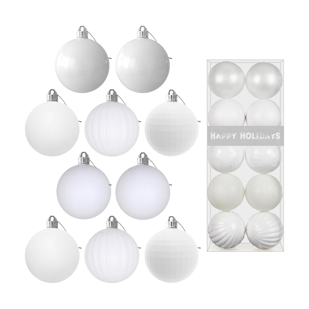 White 3.2" Large Christmas Balls - Christmas Tree Decoration Ornaments Shatterproof Hanging Balls for Birthday Halloween Holiday Wedding Decorations Set of 10pcs