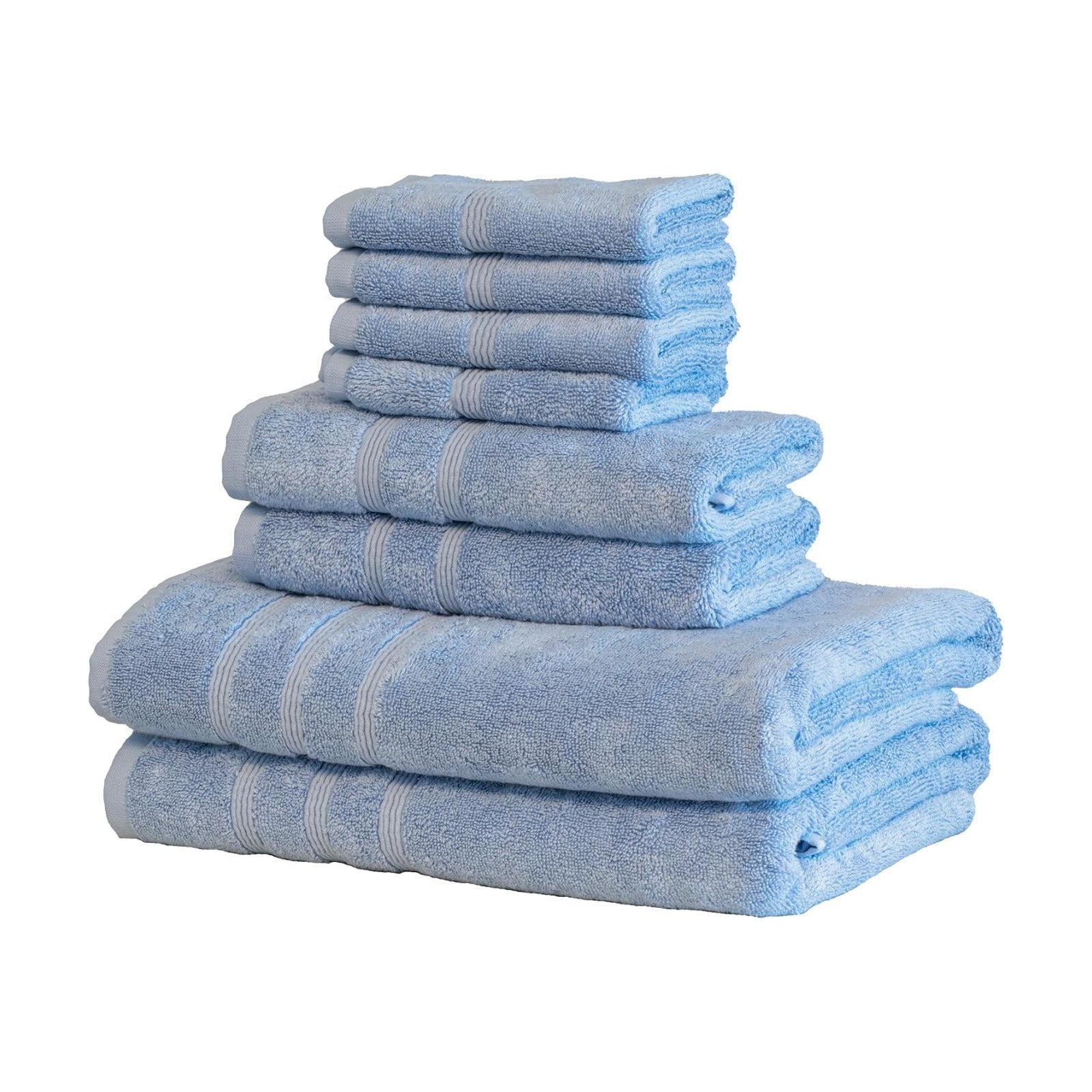 8 Piece Turkish Bath Towel Set, 30 x 58 in, 700 GSM, Allure Blue | 2 bath towels, 2 hand towels and 4 washcloths, 700
