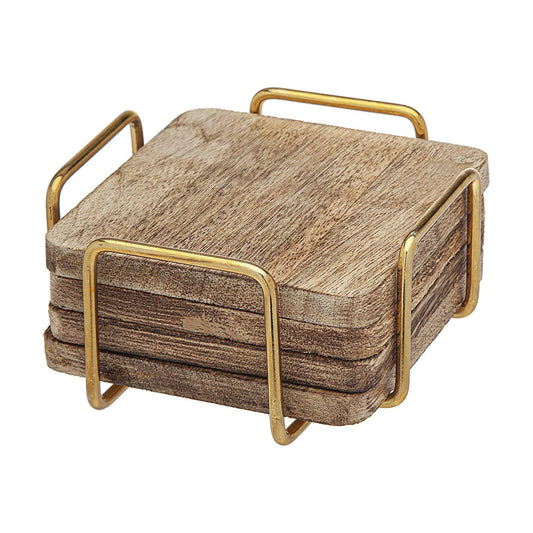 Holder / Wooden Drink Coasters / Set of 4