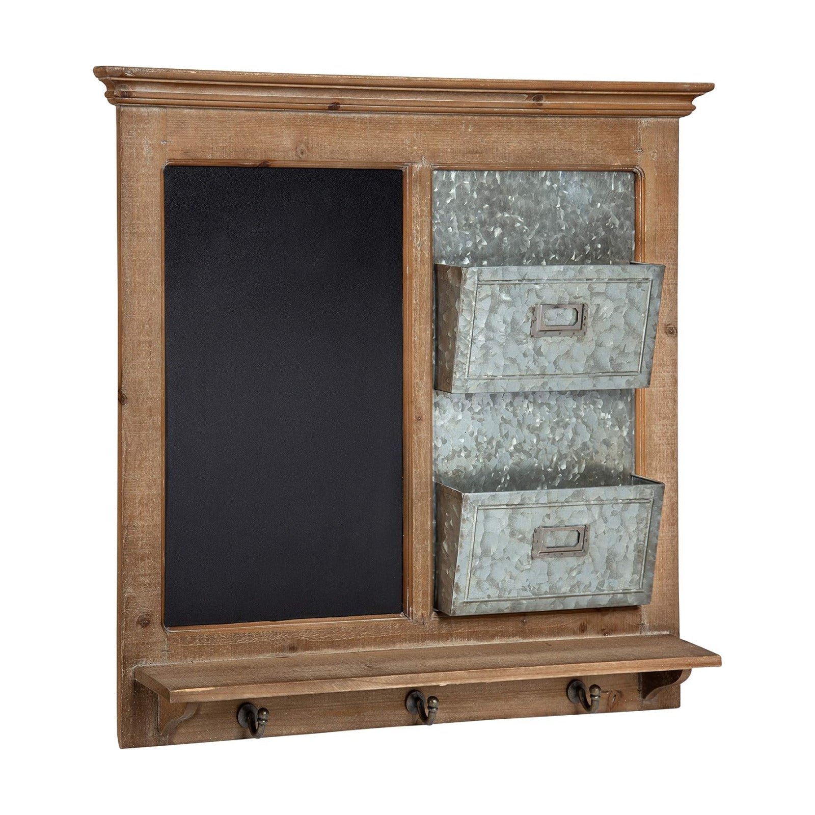 Idamae Wood Framed Chalkboard Wall Organizer / 28"W x 25"H / Rustic Brown / 28 x 25