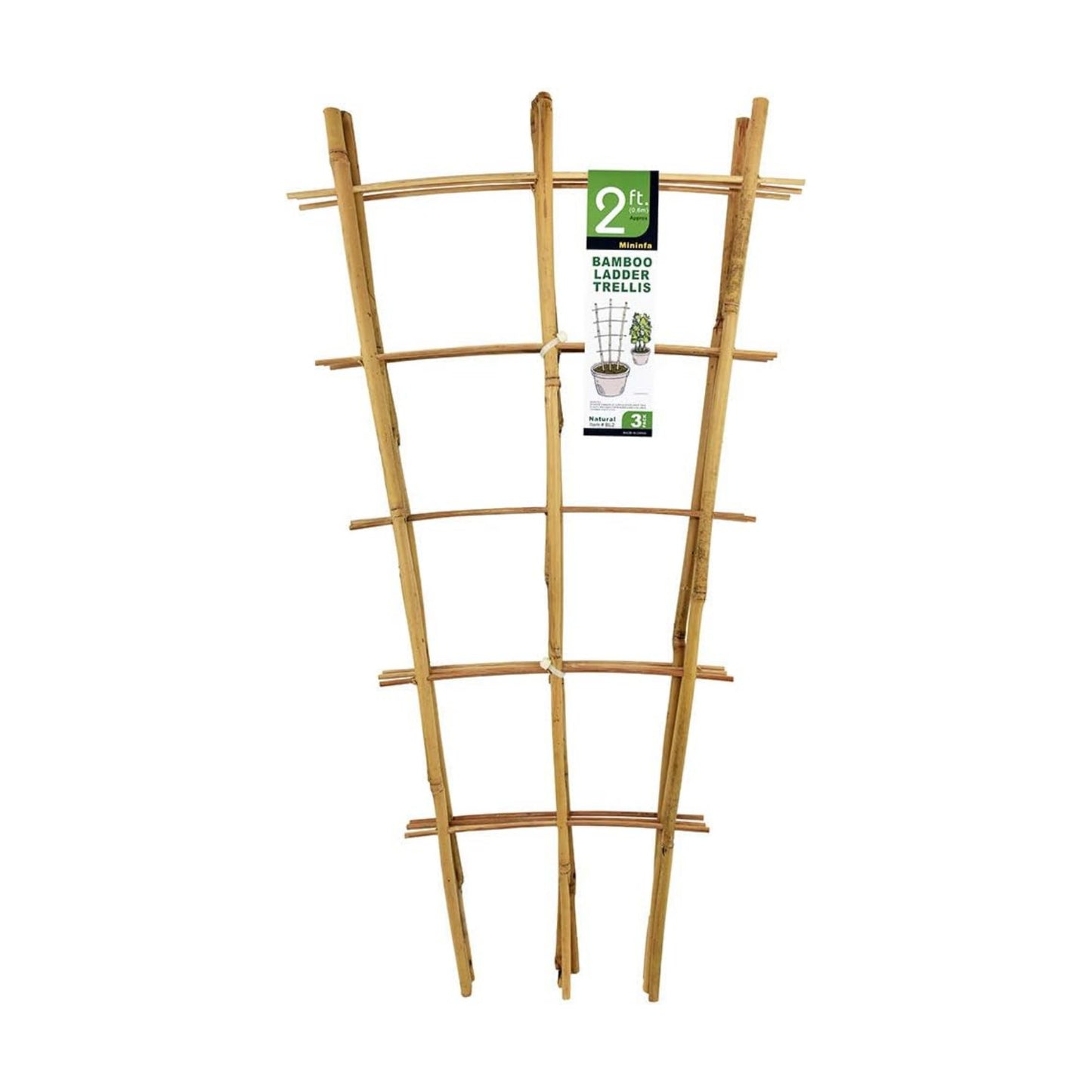 Natural Bamboo Trellis 24 Inches Tall, Mininfa Garden Ladder Trellis, Plant for Climbing Plants, Vegetables, Pots - 3