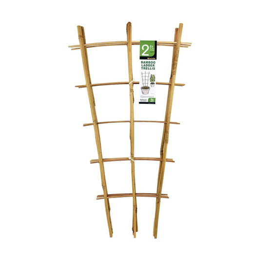 Natural Bamboo Trellis 24 Inches Tall, Mininfa Garden Ladder Trellis, Plant for Climbing Plants, Vegetables, Pots - 3