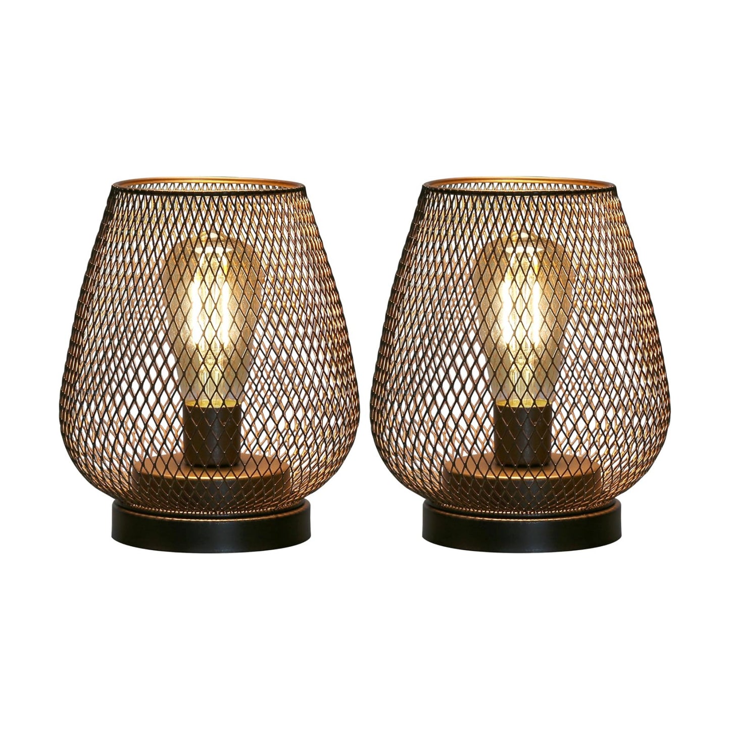 JHY DESIGN Set of 2 Metal Cage LED Lantern Battery Powered Cordless Accent Light with LED Great for Weddings Parties