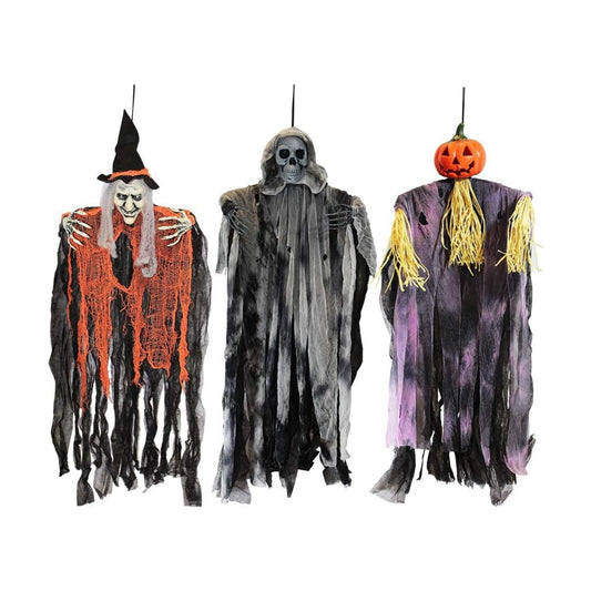 JOYIN 3 Pack 35” Hanging Ghosts Witch Pumpkin Decor Hanging Halloween Decorations Outdoor Halloween Decor, Scary Flying Witch Grim Reapers Haunted House Front Porch Decor Yard Garden Lawn Party