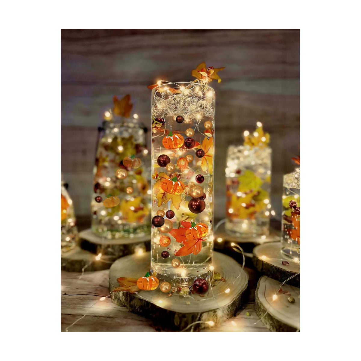50 Floating Fall Leaves, Pumpkins, Sunflowers, and Pearls, Large Sizes