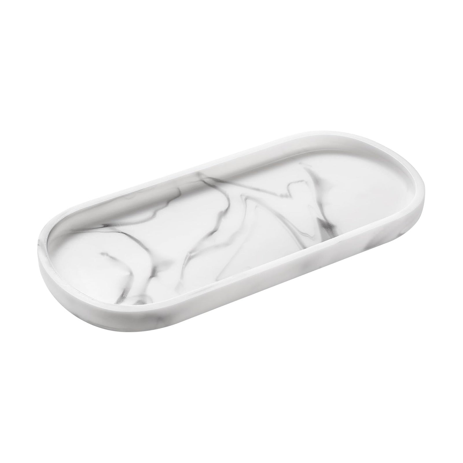Oval Vanity Tray / 9.8 x 4.5 x 0.7 / Marble White