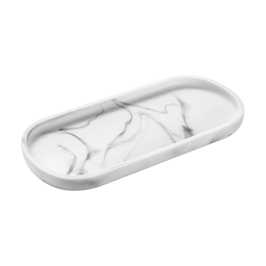 Oval Vanity Tray / 9.8 x 4.5 x 0.7 / Marble White