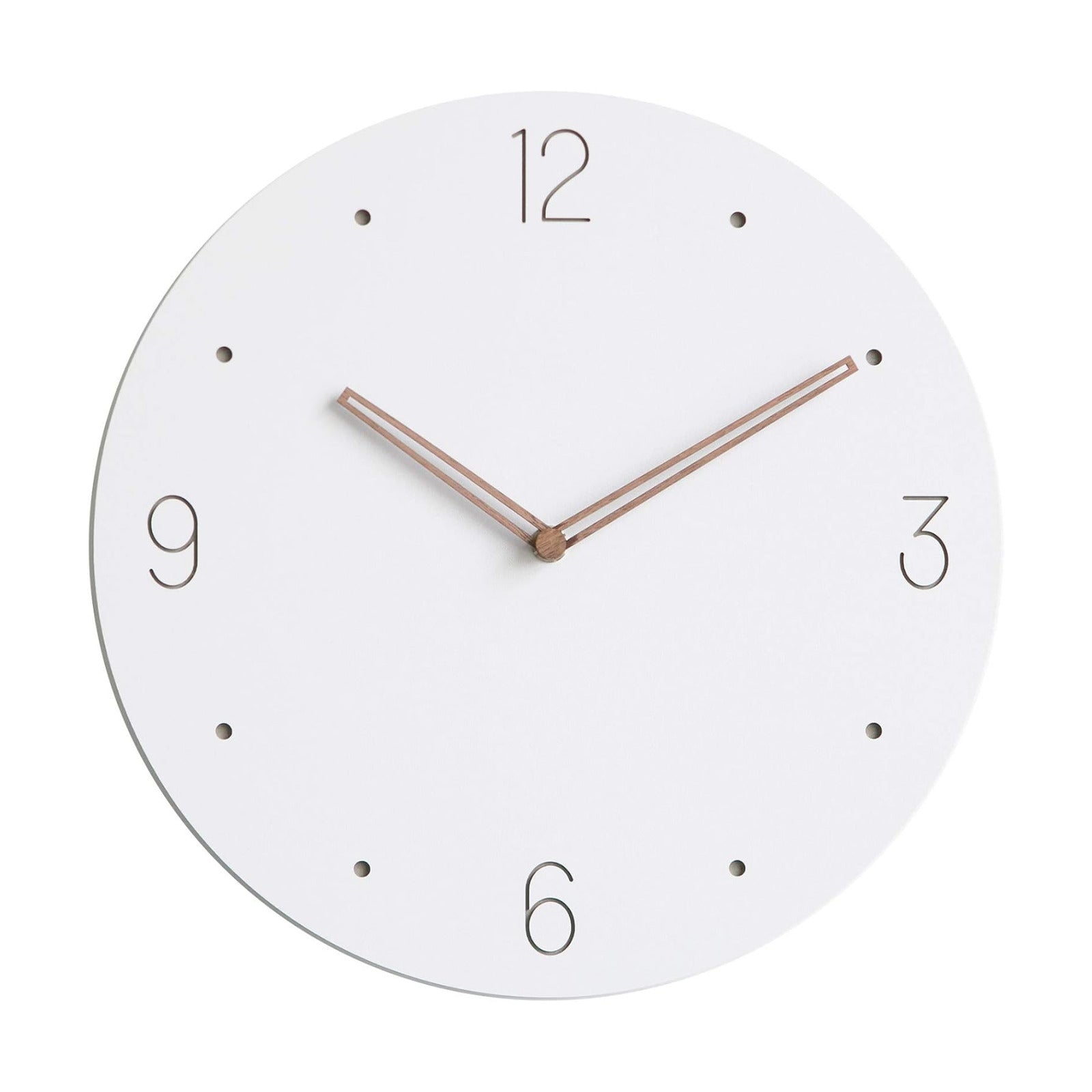 Stephanie Imports Modern Minimalist Wood on White Silent Wall Clock