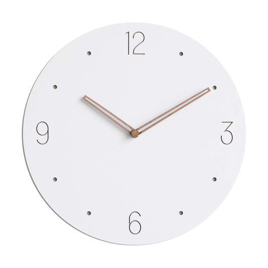 Stephanie Imports Modern Minimalist Wood on White Silent Wall Clock