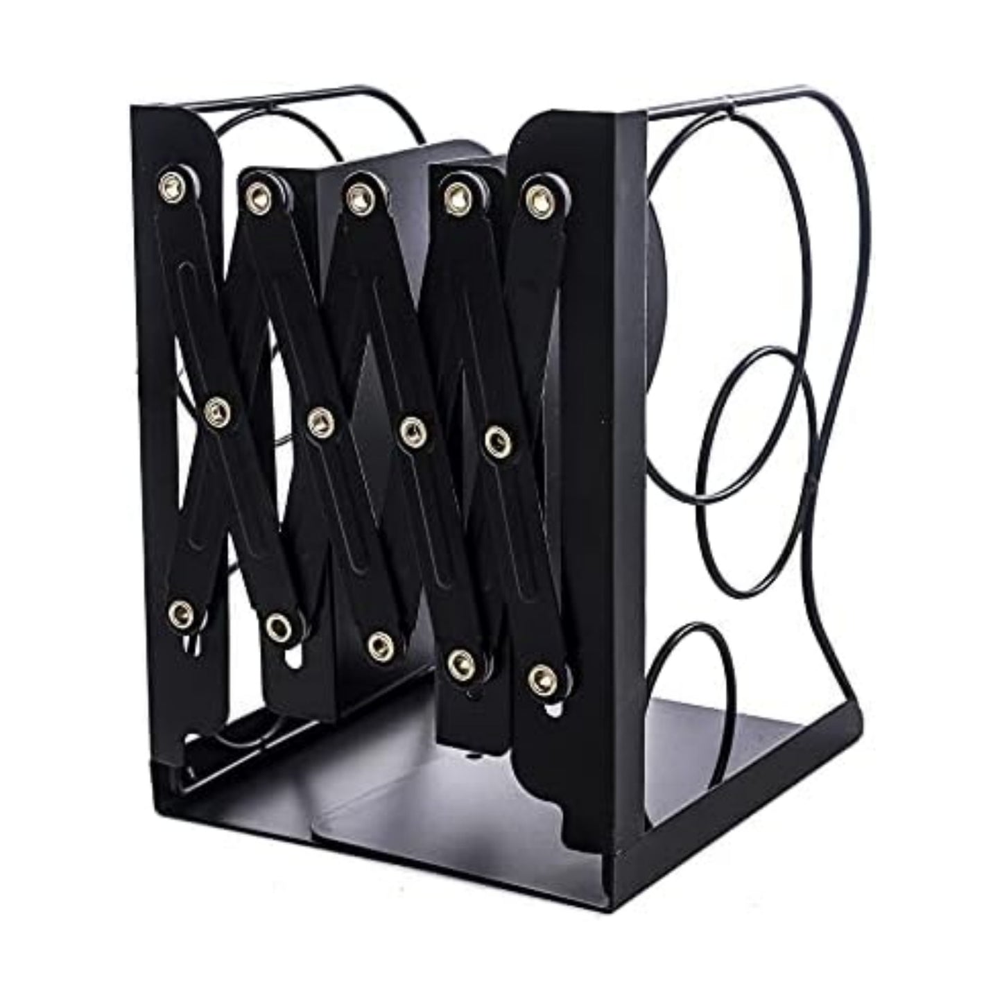 Adjustable Bookends Metal Book Ends for Heavy Book Holder Heavy Duty Bookends Nonskid / Black-round