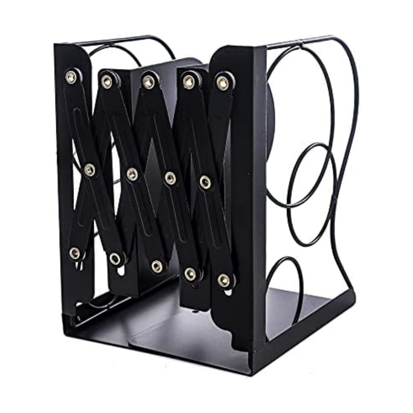 Adjustable Bookends Metal Book Ends for Heavy Book Holder Heavy Duty Bookends Nonskid / Black-round