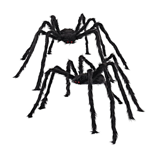 JOYIN 2 Pack 5 Ft Halloween Outdoor Decorations Hairy Black Spider, Scary Giant Spider, Fake Large Haunted House Props, Halloween Yard Lawn Decorations Party Indoor Decor