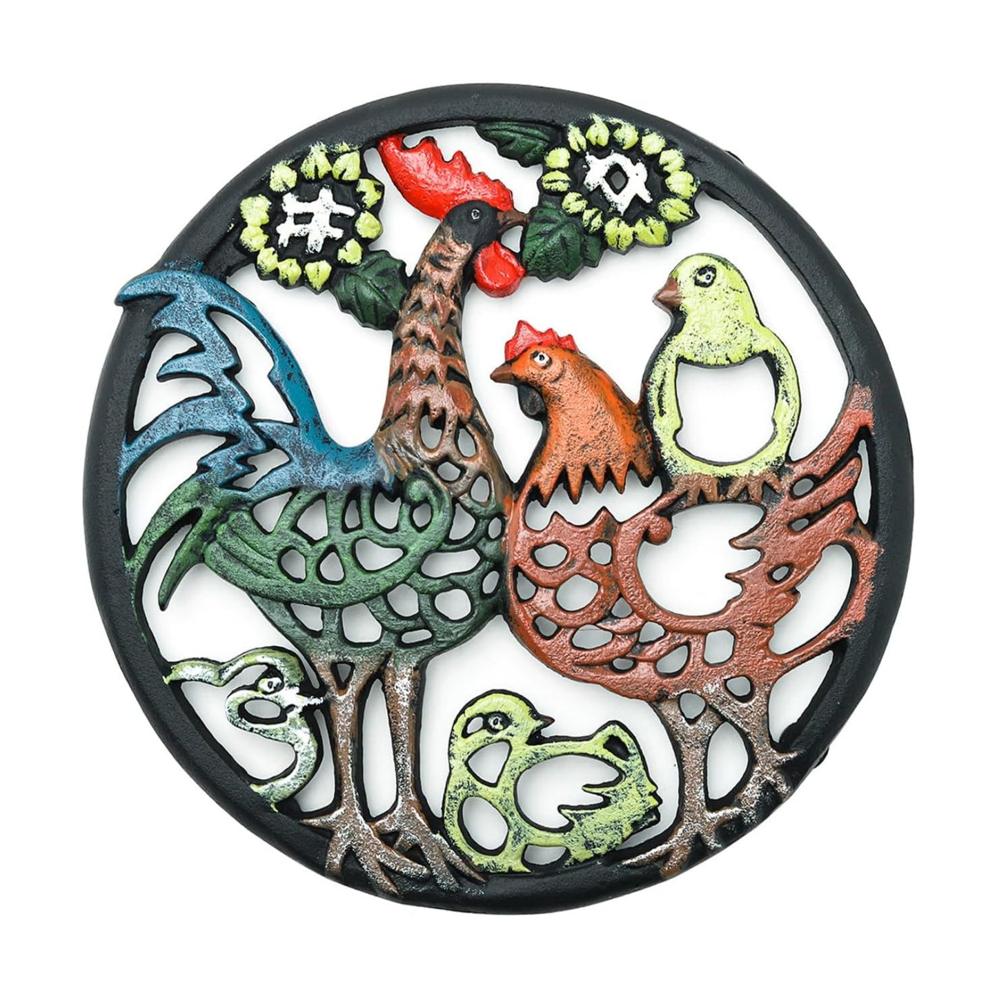 Sungmor Cast Iron Trivet for Wood Stove - Dia-8.1 Inch Rustproof Round Stands for Hot Pots/Dishes/Pans - Decorative