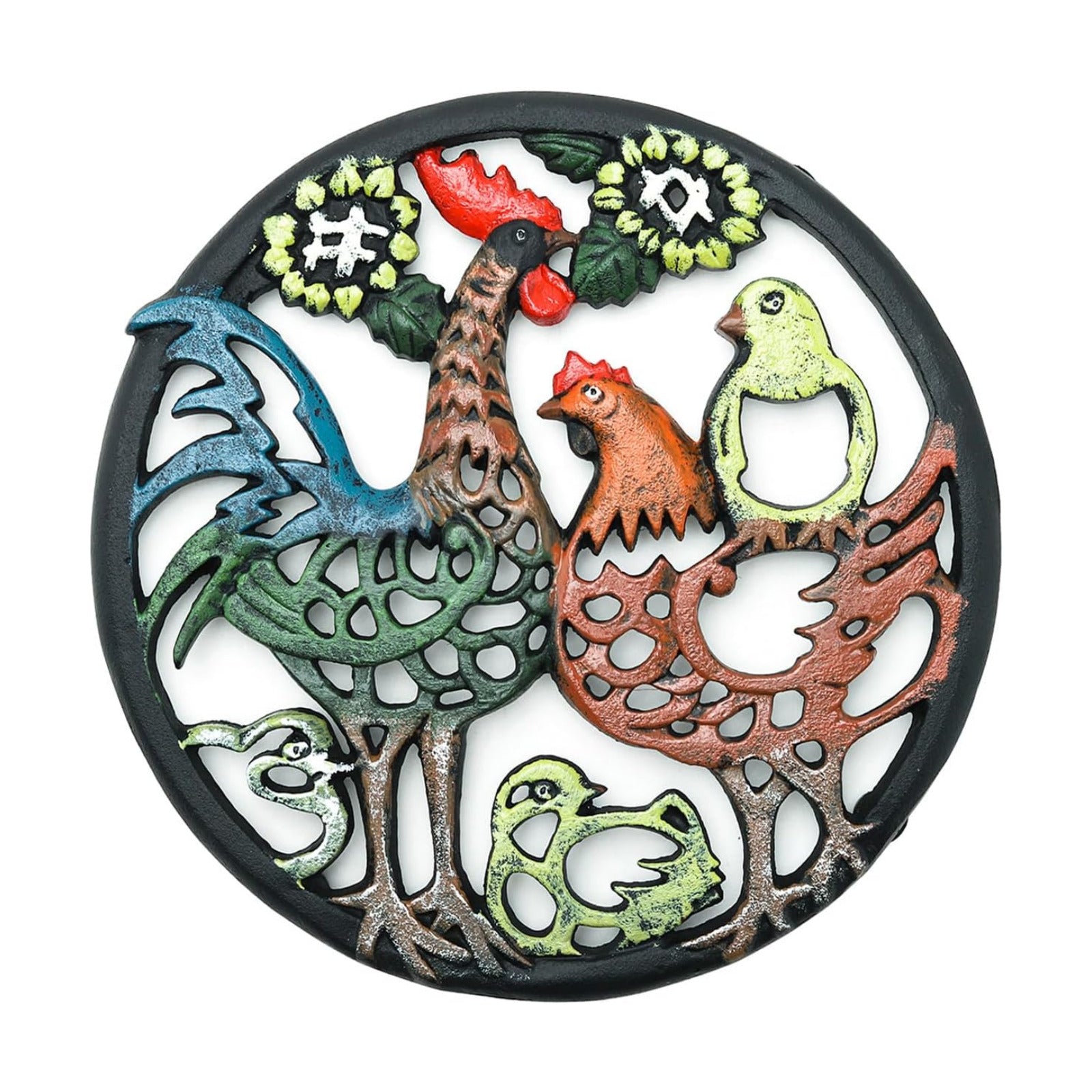 Sungmor Cast Iron Trivet for Wood Stove - Dia-8.1 Inch Rustproof Round Stands for Hot Pots/Dishes/Pans - Decorative