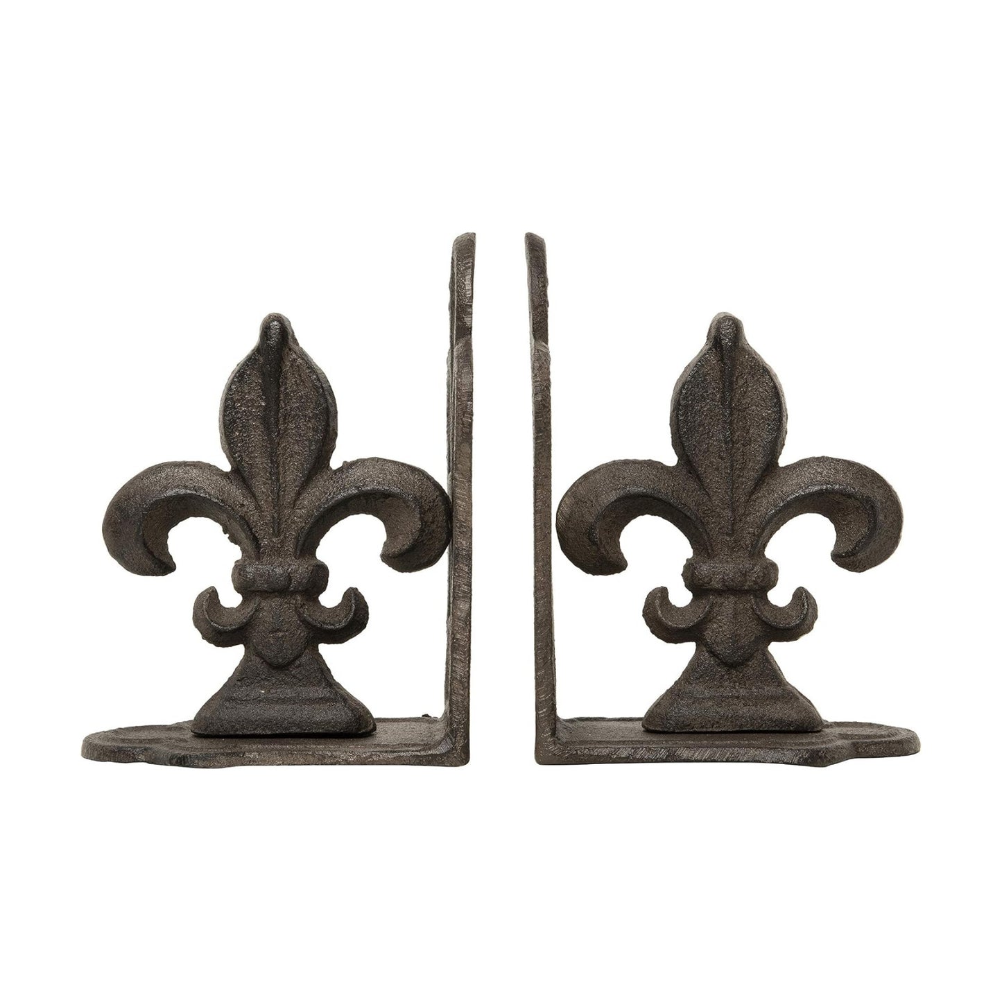 Decorative Metal Fleur de Lis Bookends / Bronze / Set of 2