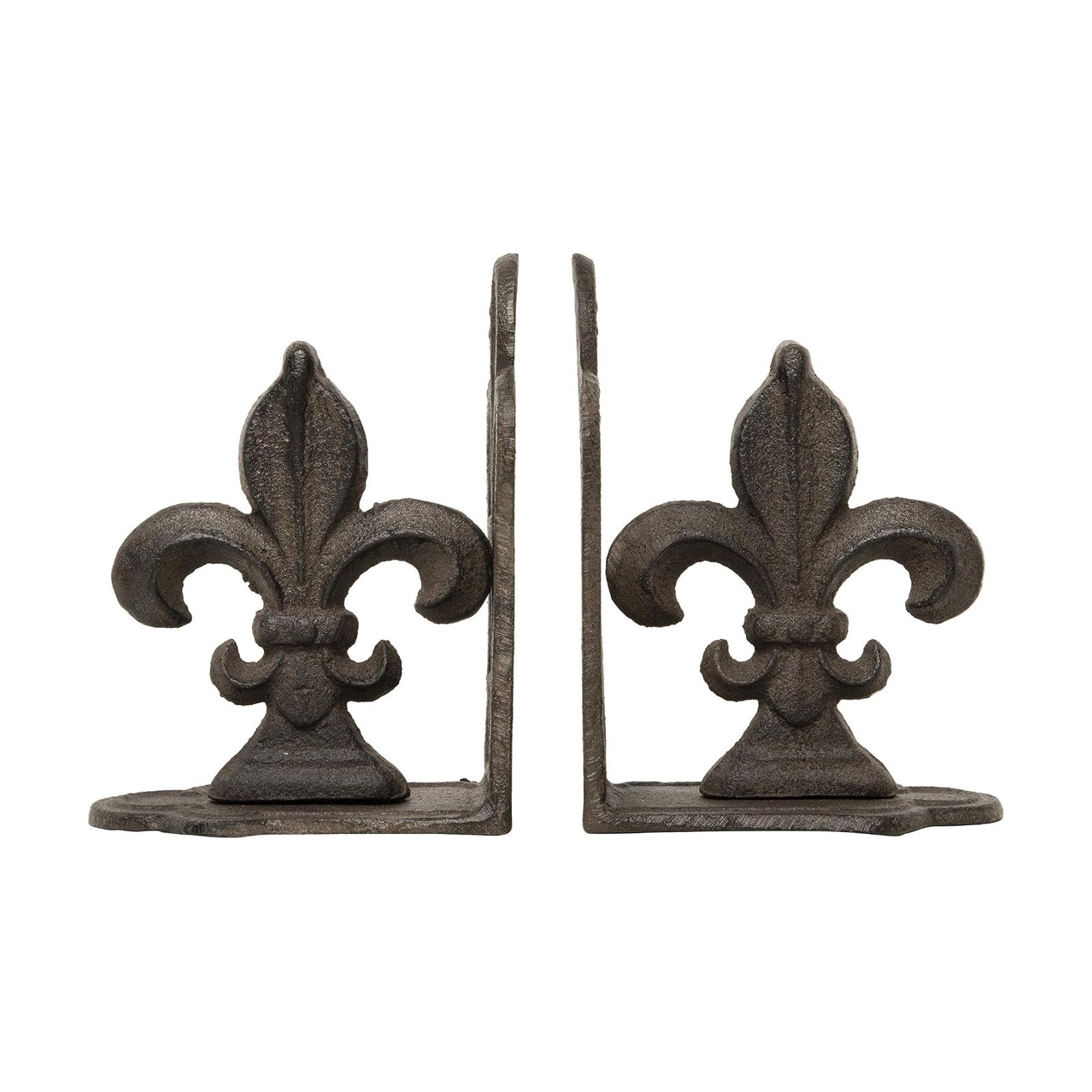 Decorative Metal Fleur de Lis Bookends / Bronze / Set of 2
