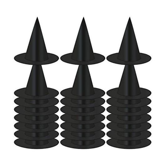 Elcoho 24 Pieces Halloween Witch Hat Cap Costume Accessory for Witch Decoration or Halloween Christmas Party Black