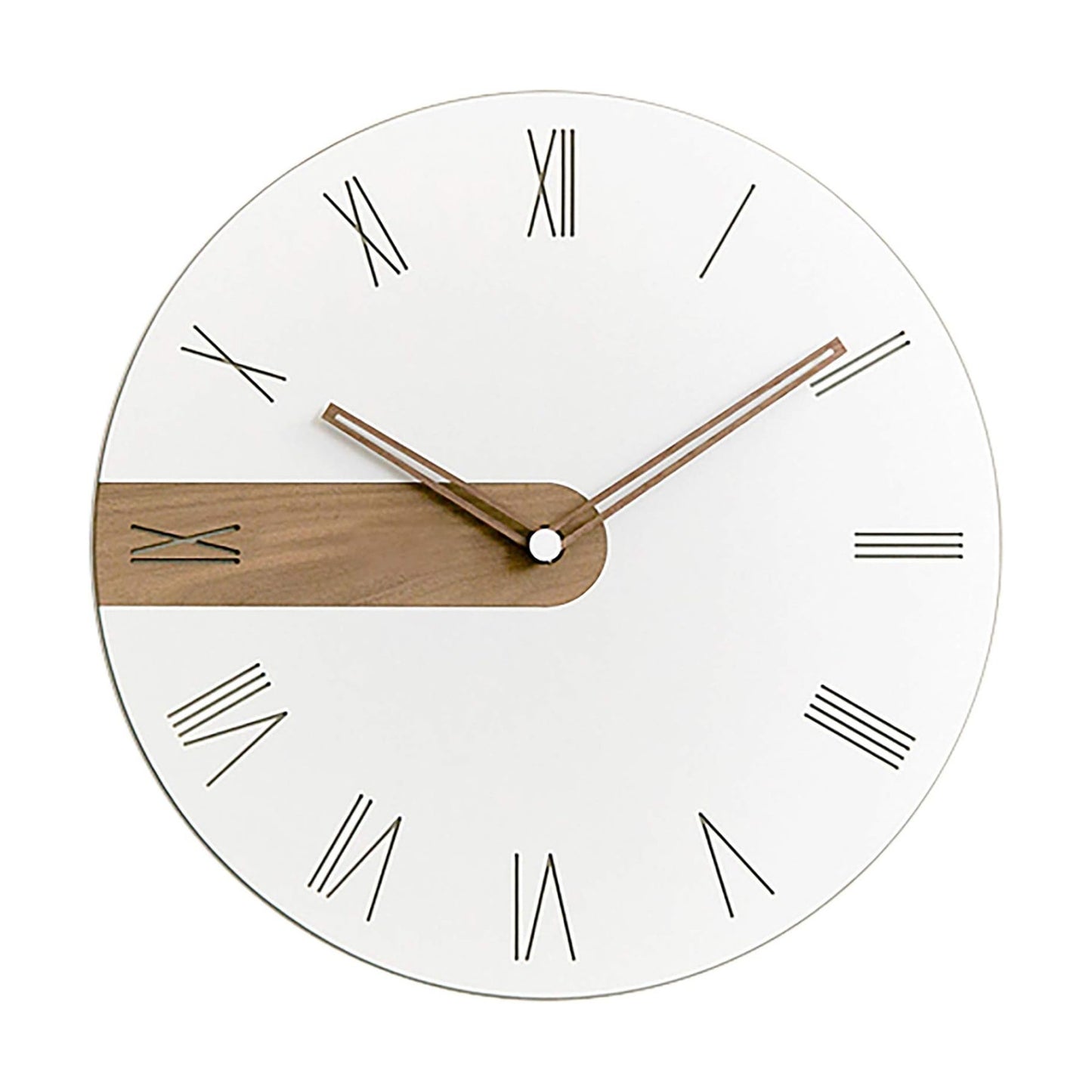 Stephanie Imports Modern Minimalist Exposed Wood Silent Wall Clock (Roman Numerals)