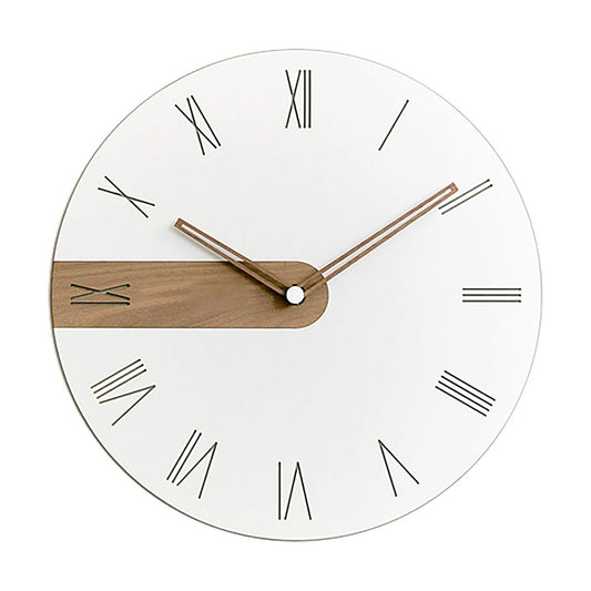 Stephanie Imports Modern Minimalist Exposed Wood Silent Wall Clock (Roman Numerals)