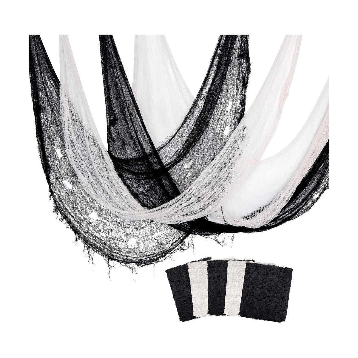 5 Pcs Halloween Creepy Cloth, 30 x 72 Inch Scary Spooky Fabric Cloth, Freaky Loose Weave Fabric Creepy Gauze for Halloween Party Decoration (3 Black + 2 White)