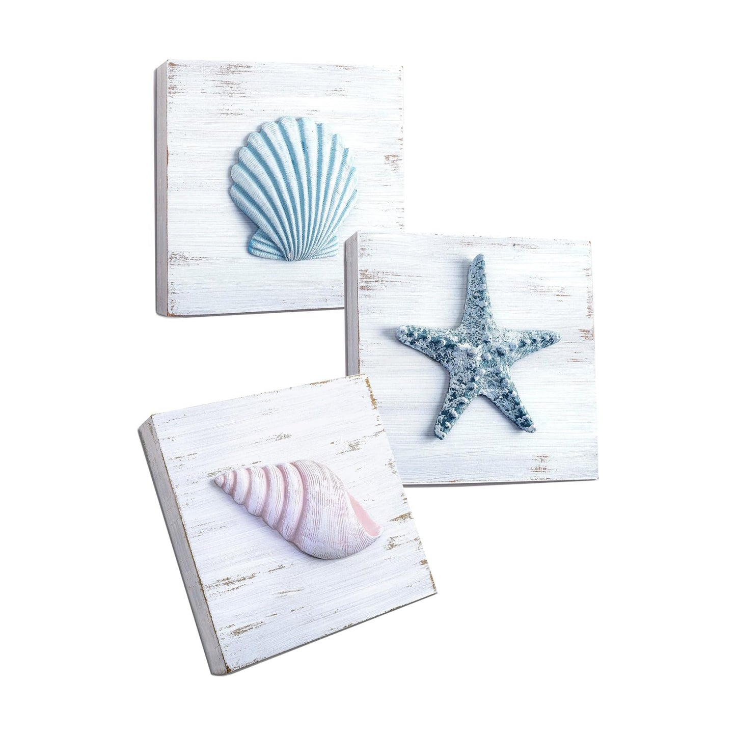 Tide and Tales 3D Beach Wall Art, Coastal Bathroom Wall Decor, Set of 3