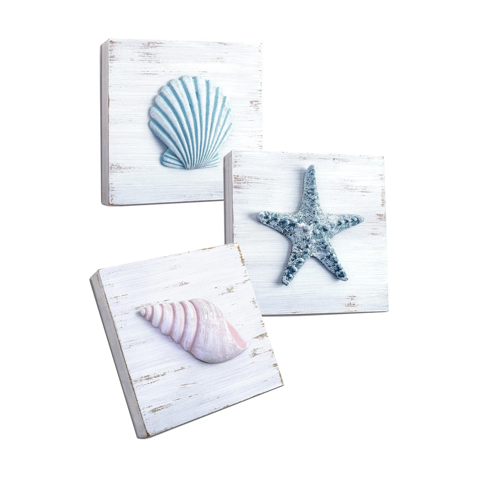 Tide and Tales 3D Beach Wall Art, Coastal Bathroom Wall Decor, Set of 3