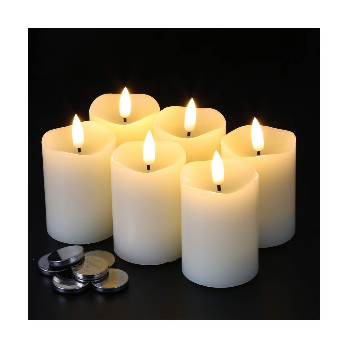 Ivory Flameless Votive Candles with Timer Batteries Set of 6 | 2x3 in Small LED Pillar Candles, Halloween Fall Candles