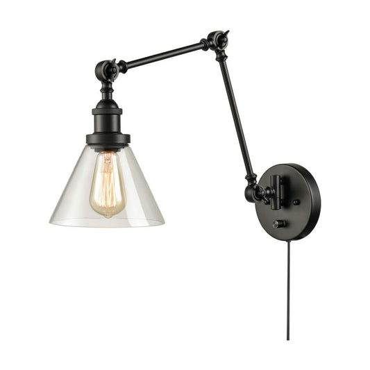 Industrial Swing Arm Plug in Wall Mounted Wall Sconce | Wall Lamp with On/Off Switch for Bedroom Living Room Hallway